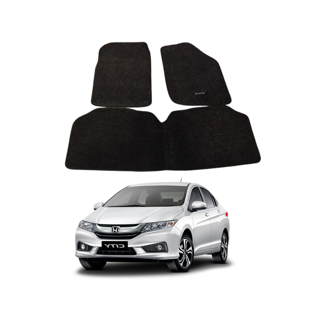 Car Floor Mat Luxury Carpet Material Oem Fitting Honda City 2018 03 Pcs / Set Black Zipper Bag Pack