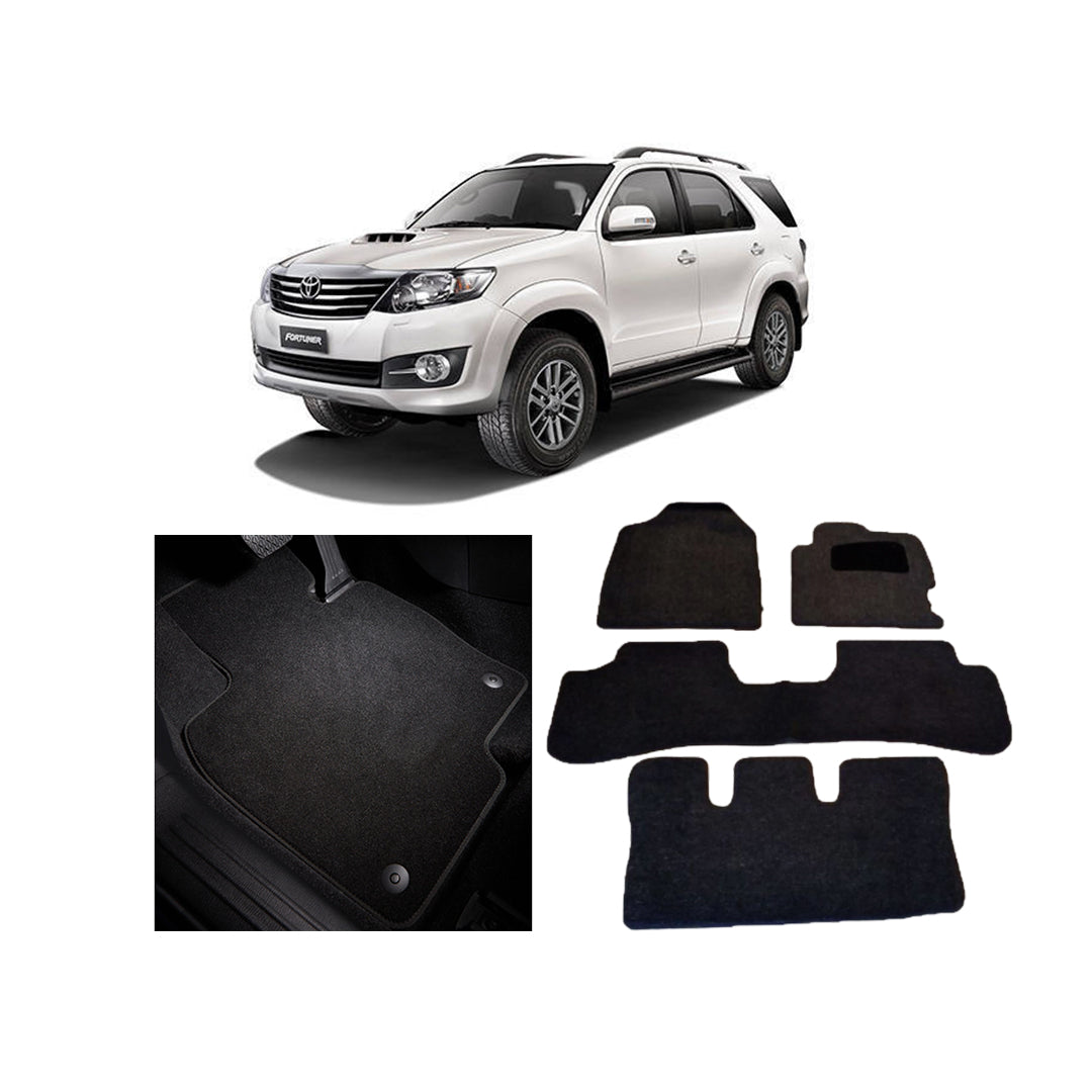 Car Floor Mat Luxury Carpet Material Oem Fitting Toyota Fortuner 2012-2015 04 Pcs/Set Black Zipper Bag Pack