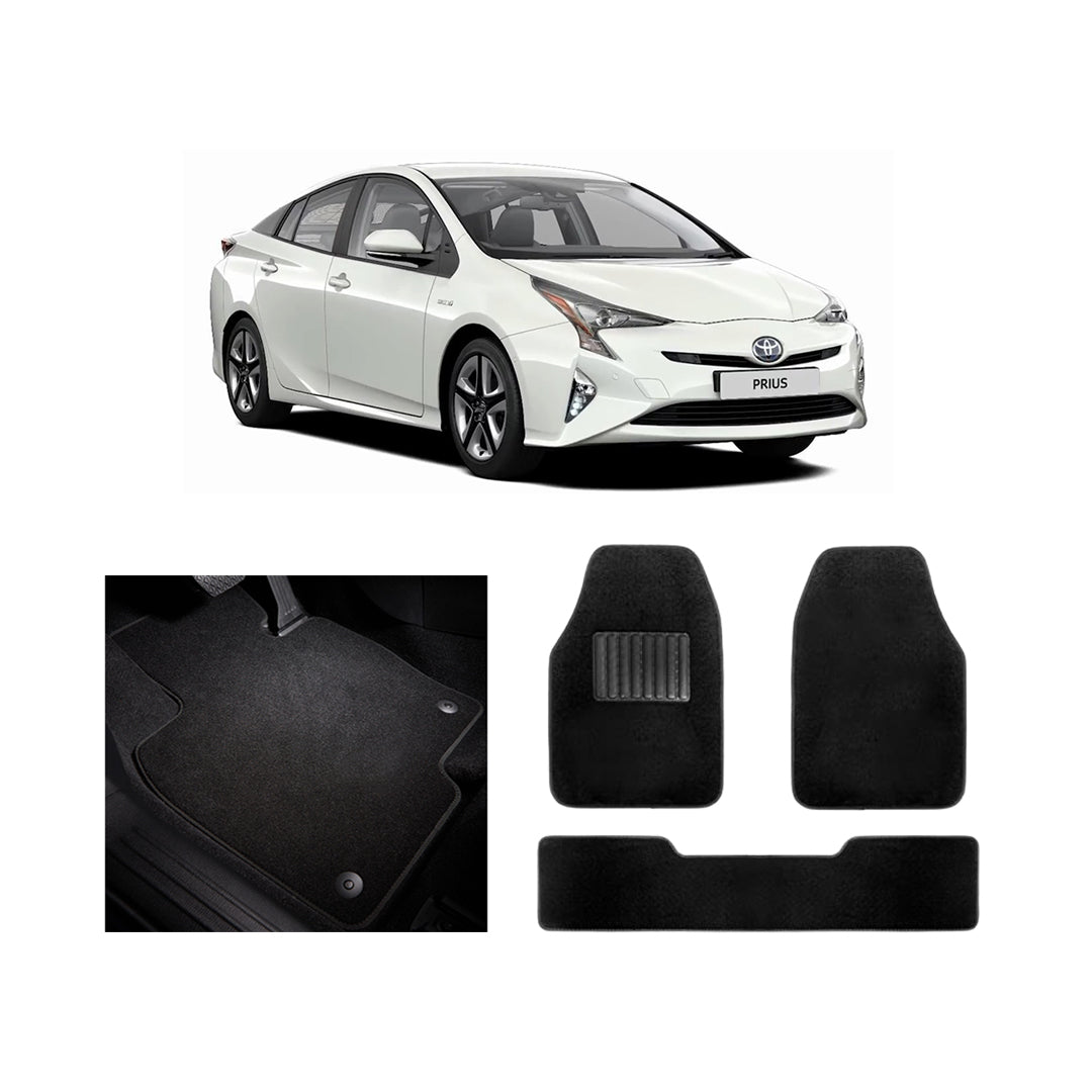 Car Floor Mat Luxury Carpet Material Oem Fitting Toyota Prius 2018 03 Pcs / Set Black Zipper Bag Pack