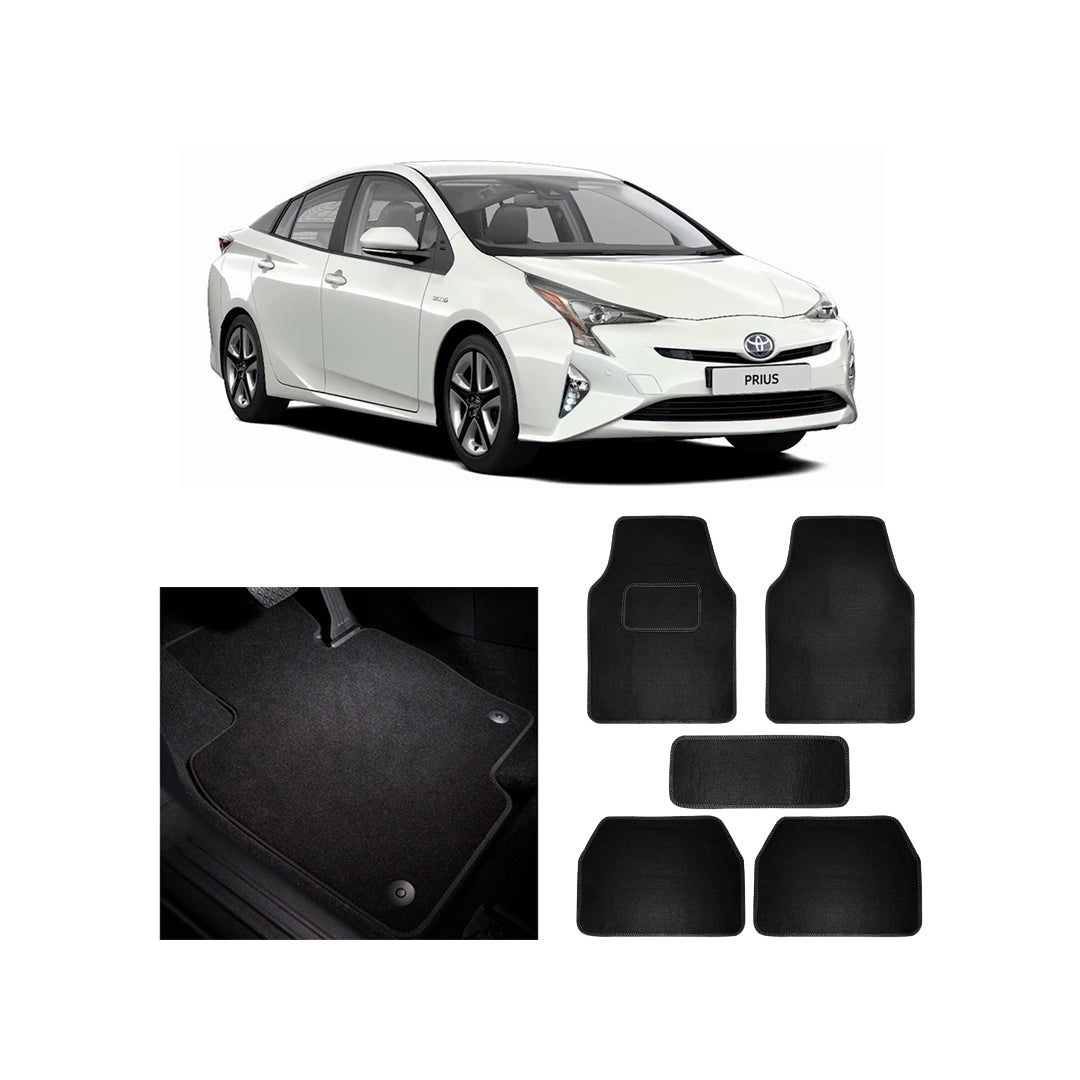 Car Floor Mat Luxury Carpet Material Oem Fitting Toyota Prius 2015-2017 05 Pcs/Set Black Zipper Bag Pack