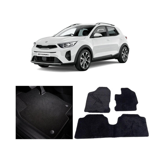 Car Floor Mat Luxury Carpet Material Oem Fitting Kia Stonic 2021 03 Pcs / Set Black Zipper Bag Pack