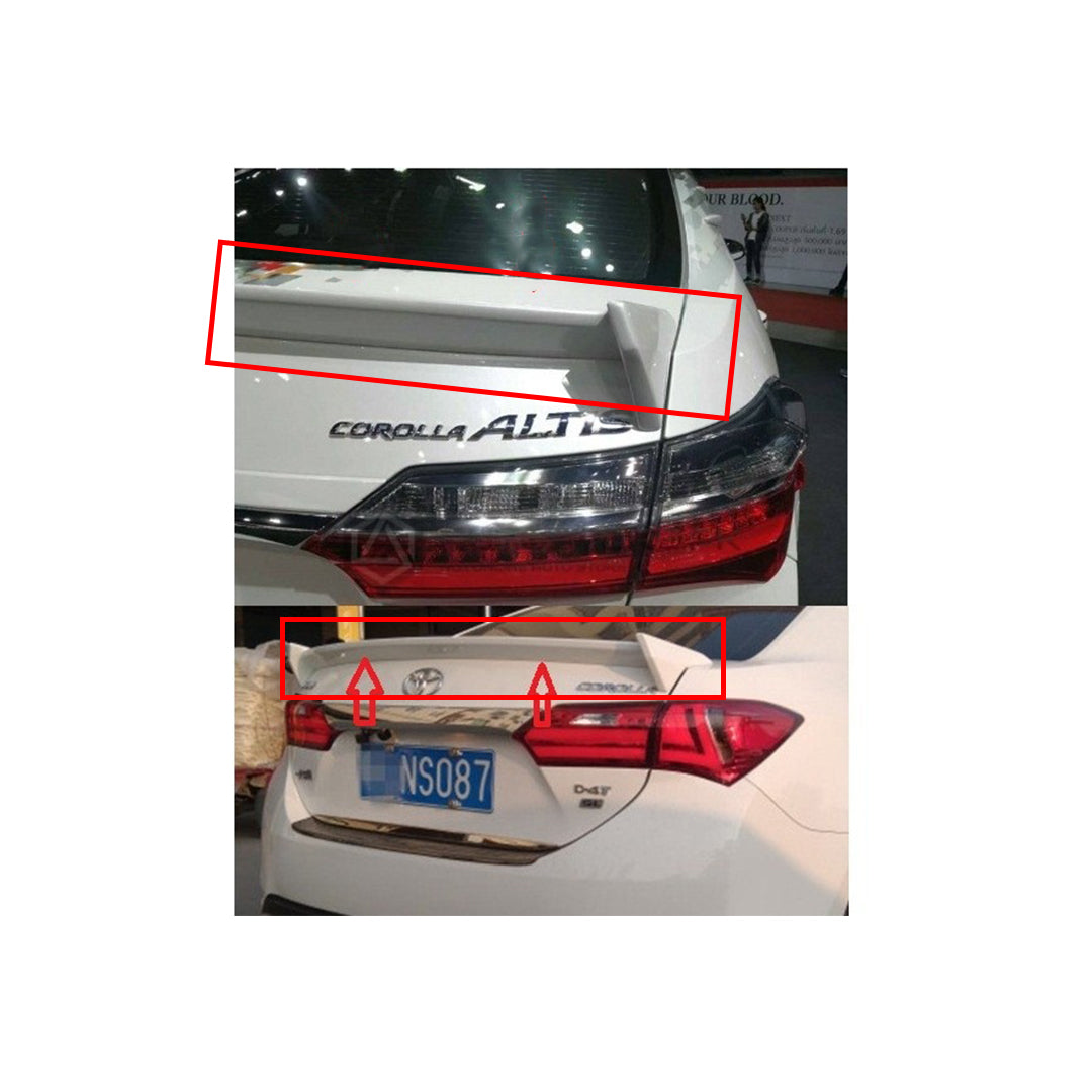 Car Spoiler Trunk Type Toyota Corolla 2015 Wing Style Fgm Tape Type Fitting With Led Not Painted