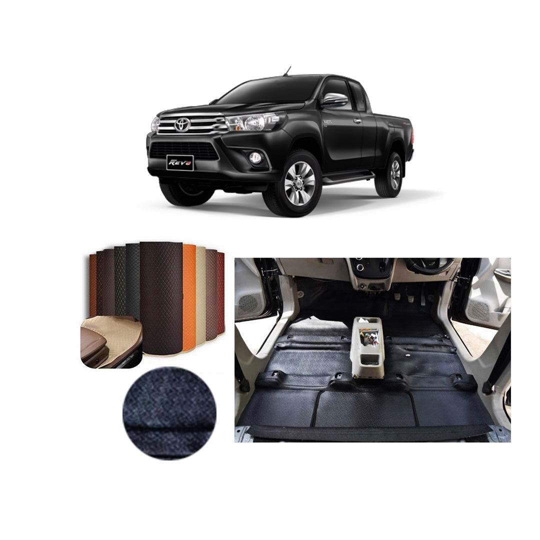 Car Floor Leather Type Rexene Matting Leather Type Design Custom Fitting Toyota Revo 2016-2020 Black Executive Quality Beige Stitch