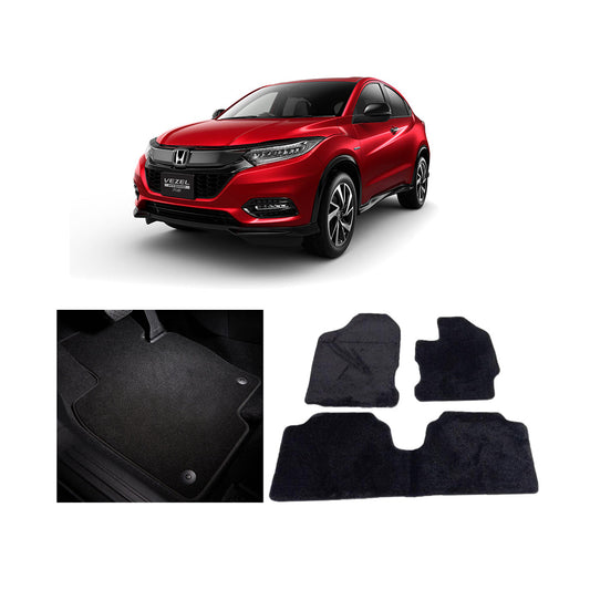 Car Floor Mat Luxury Carpet Material Oem Fitting Honda Vezel 2021 03 Pcs / Set Black Zipper Bag Pack