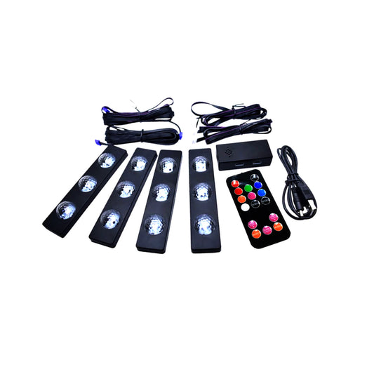 Car Interior Led Atmosphere Light (Star) Smd Type   With Remote  04 Pcs/Set Silicone Housing Box Pack Rgb (China) Fy-5934