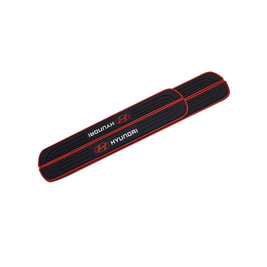 Car Door Sill Latex Rubber Protectors Universal Fitting Hyundai Logo 04 Pcs/Set Black/Red Cly-820 (China)