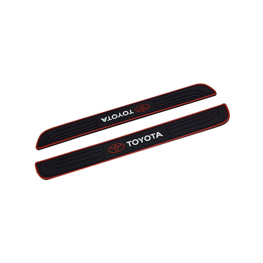 Car Door Sill Latex Rubber Protectors Universal Fitting Toyota Logo 04 Pcs/Set Black/Red Cly-820 (China)