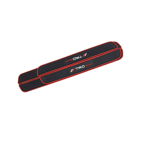 Car Door Sill Latex Rubber Protectors Universal Fitting Trd Logo 04 Pcs/Set Black/Red (China)