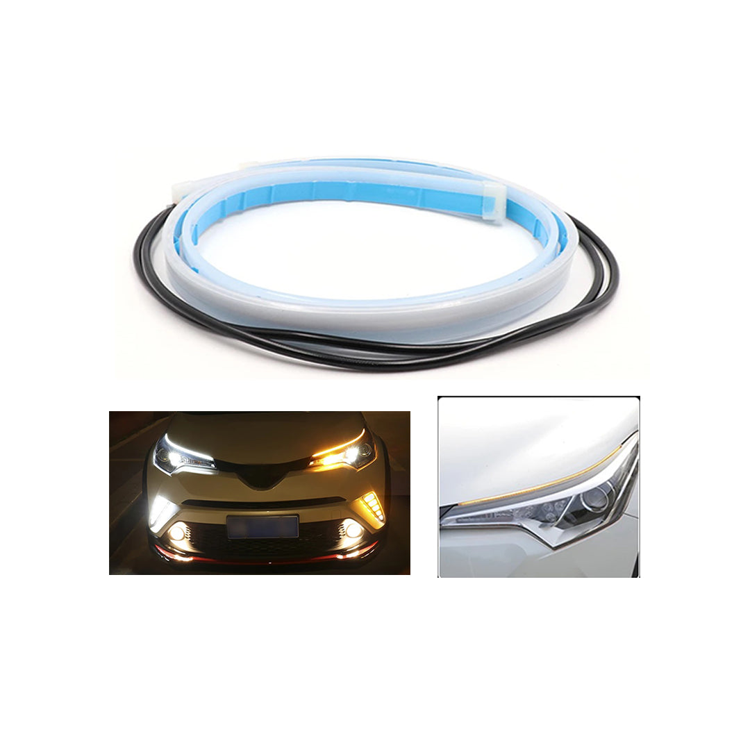 Car Eyebrow Light Oem Fitting Neon Design White Drl Orange Indicator (Running)  02 Pcs/Set Colour Box Pack (China)