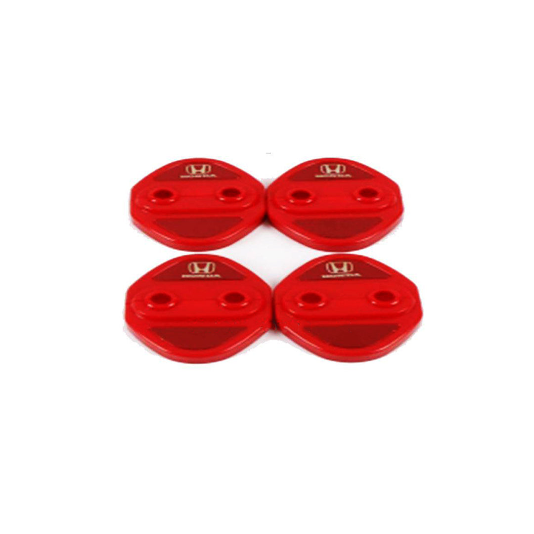 Chrome Door Lock Hook Trim Steel Tape Type Fitting Honda Civic 2016-2021 Red 04 Pcs/Set (China)
