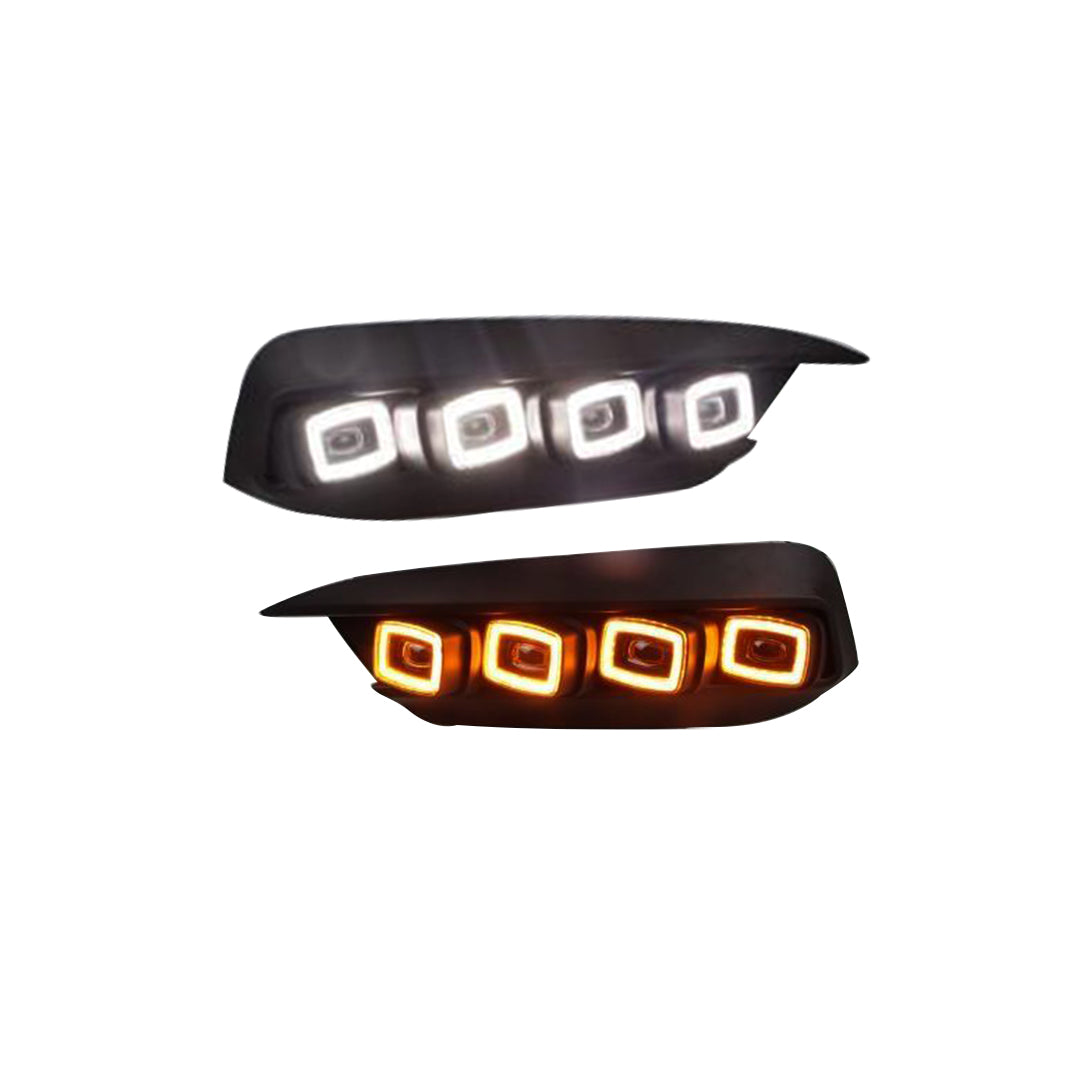 Car Drl Covers Oem Fitting Honda Civic 2018 Buggati Design White Drl Orange Indicator (Running) Matt Black Cap 02 Pcs/Set Box Pack (China)
