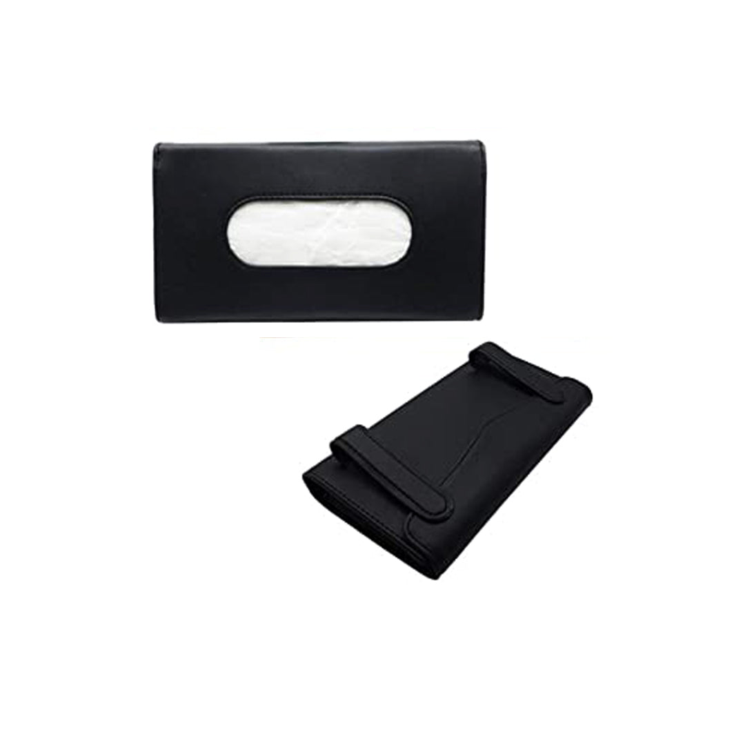 Car Luxury Tissue Box Holder Rectangle Shape Sun Visor Fitting Pvc Leather Material Black Without Logo (China)