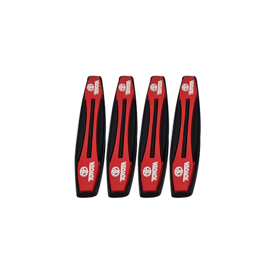 Car Door Anti-Scratch Guards Silicone Material Toyota Logo 04 Pcs/Set Blister Pack Red (China)