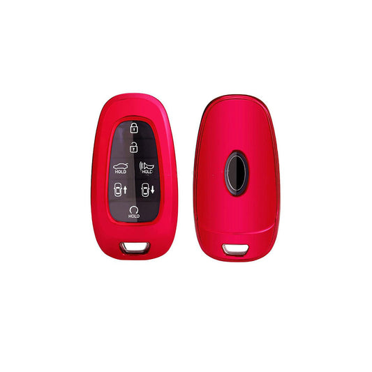 Car Remote Key Cover/Casing Tpu Silicone Type Hyundai Sonata 2021 No Logo Red Poly Bag Pack  (China)