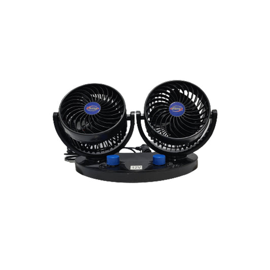 Car Fan Double Head 5" Plastic Housing Black Housing W/Rotating Function Double Speed Portable Fitting Colour Box Pack Fy-1901 (China)