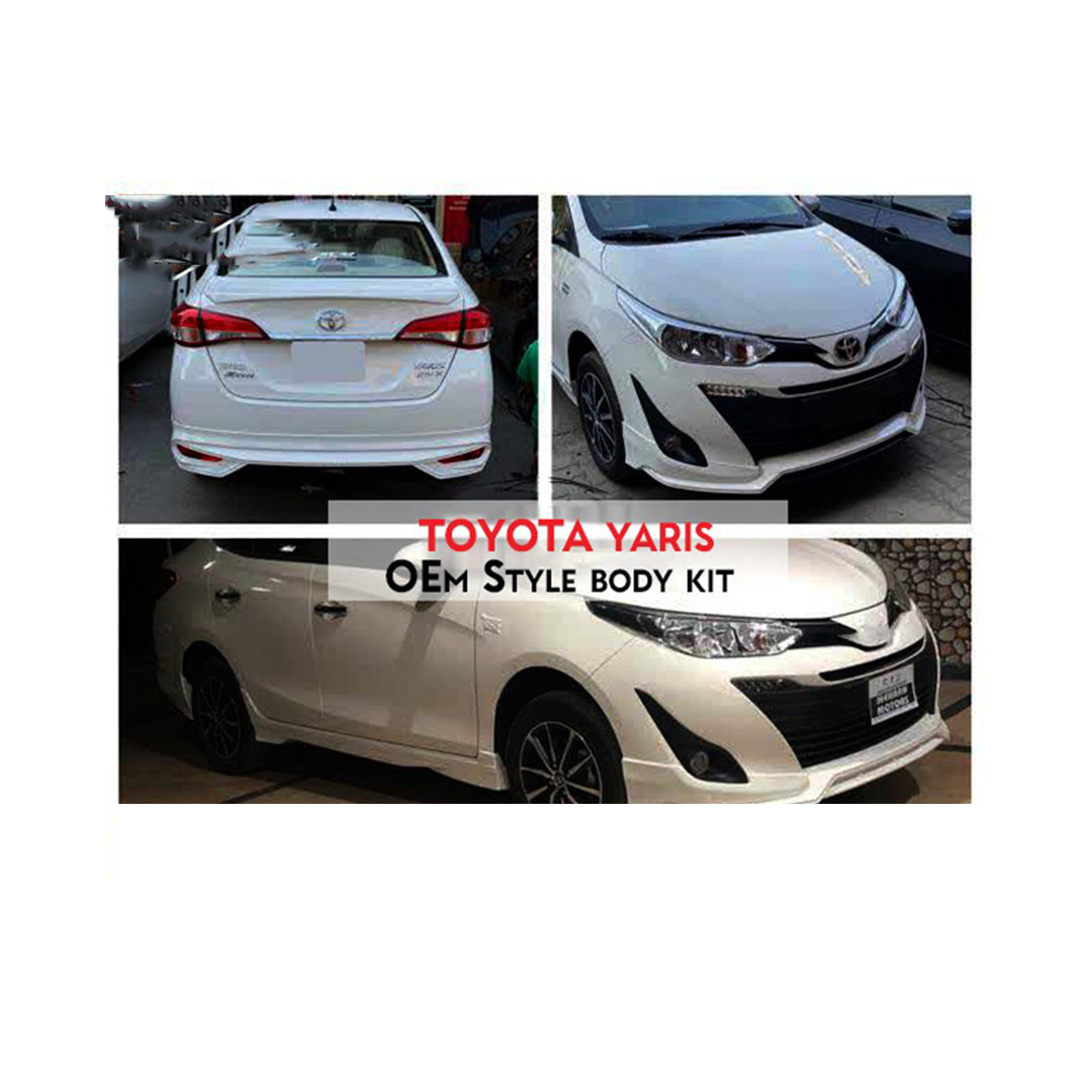 Body Kit/Lip Front + Side + Back Sides Toyota Yaris 2020  Oem Design Fgm Without Light  04 Pcs/Set Solid White Colour