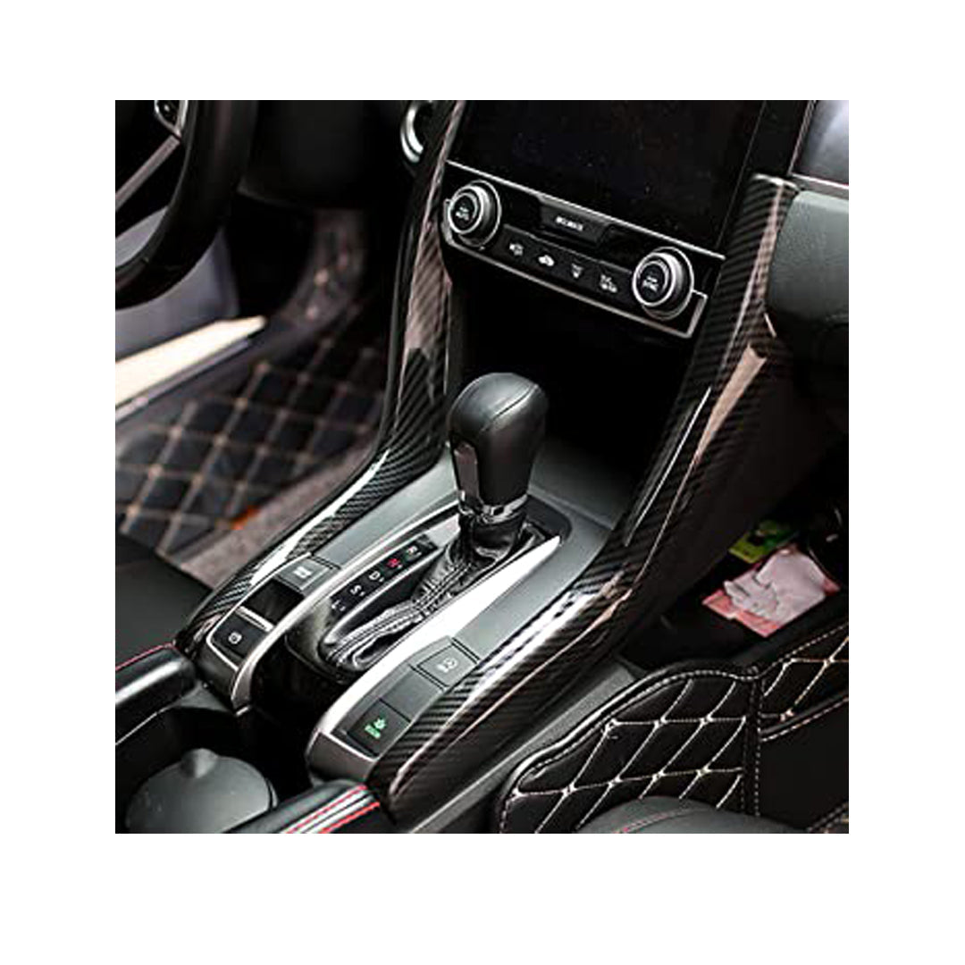 Chrome Console Pillar Trim  Plastic Tape Type Fitting Honda Civic 2018 Black/Carbon 02 Pcs/Set (China)