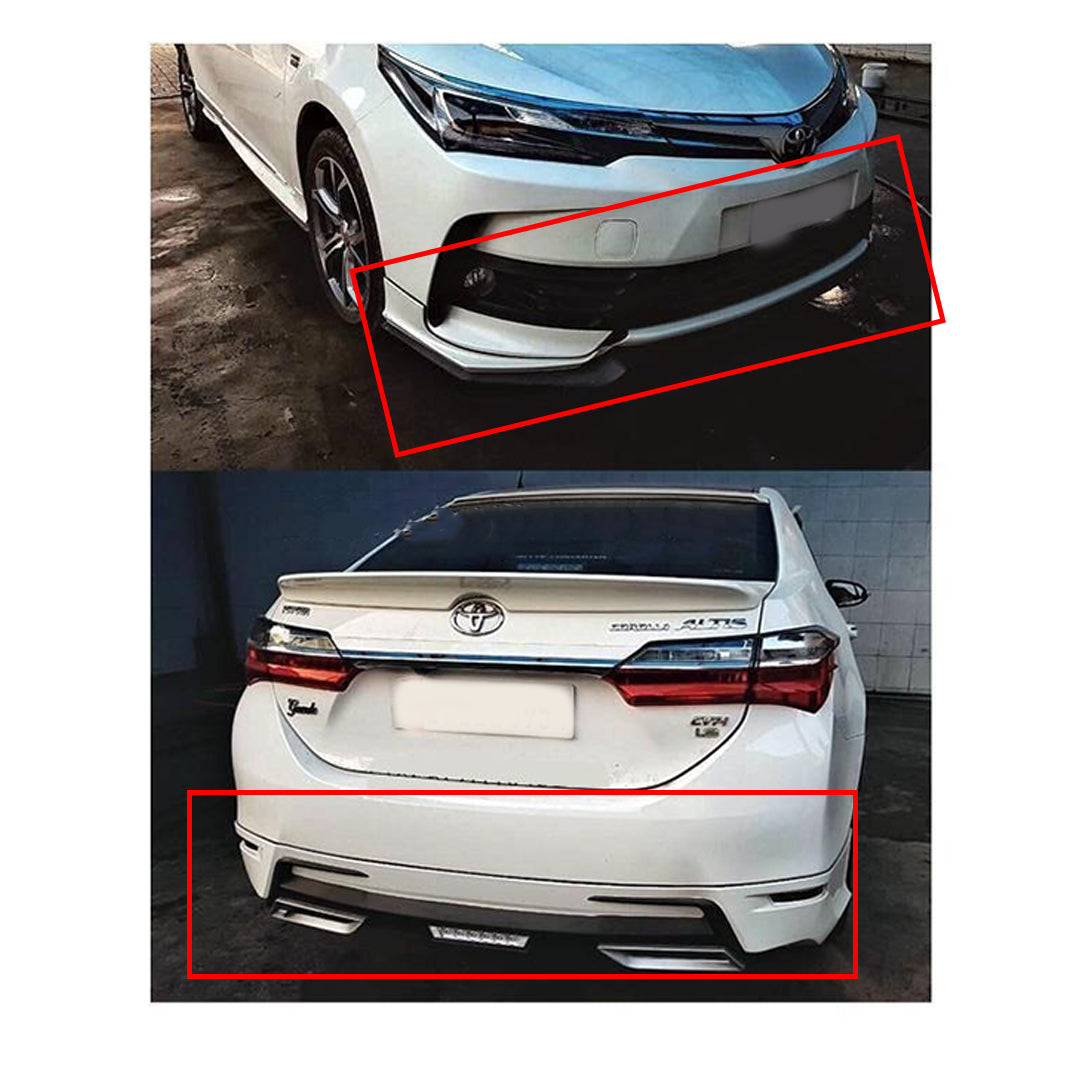 Body Kit/Lip Front + Back Sides Toyota Corolla 2018 Reiz Design Fgm Without Light  02 Pcs/Set Solid White Colour (China)