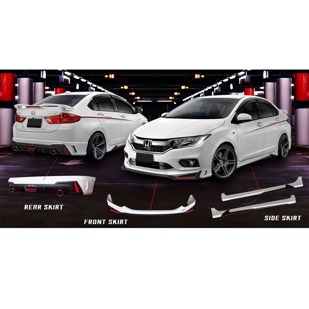 Body Kit/Lip Front + Side + Back Sides Honda City 2021 Mugen Design Plastic Material Without Light  04 Pcs/Set Not Painted (China)