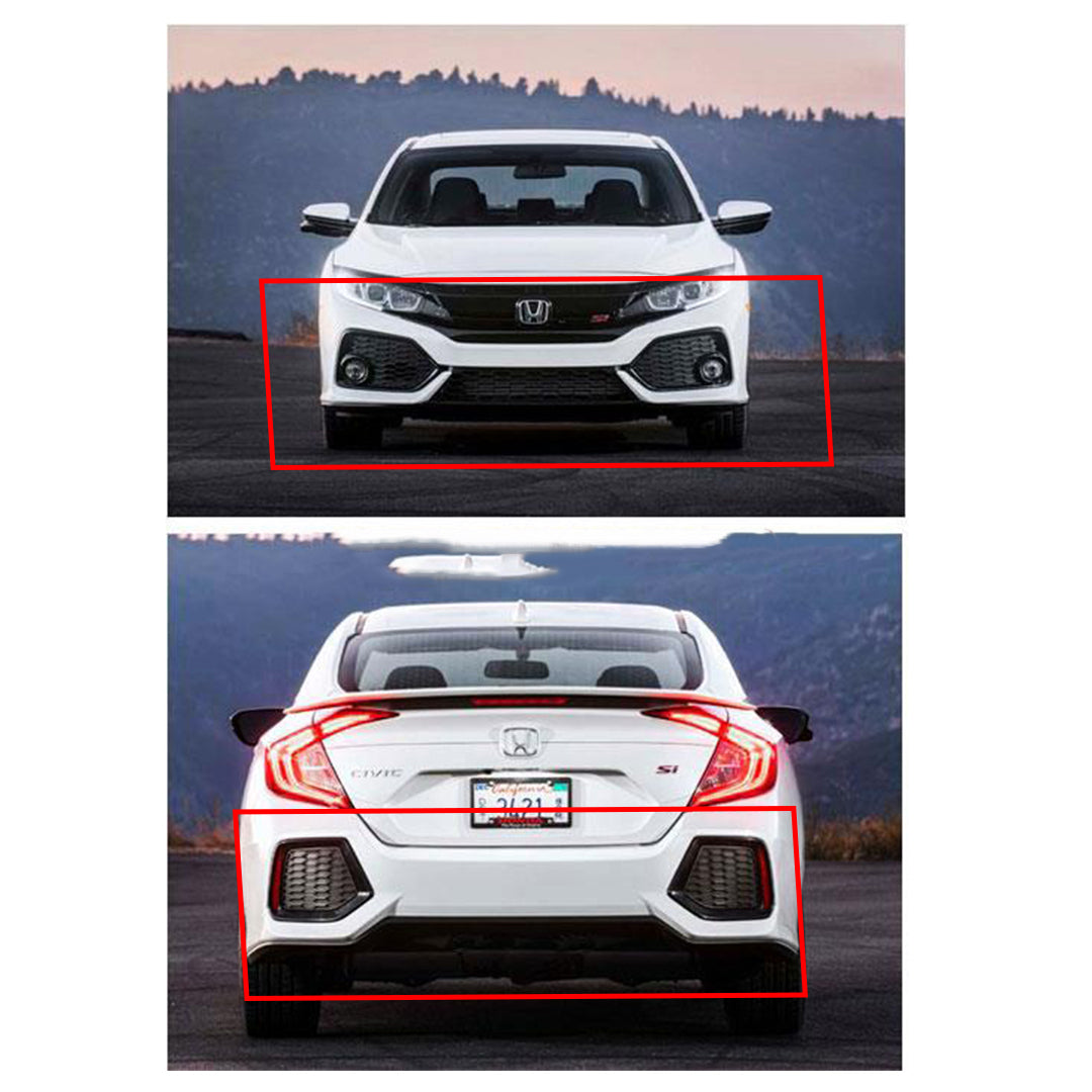Body Kit Large Front + Back Sides Honda Civic 2016-2021 Si Version 1 Plastic Material Without Light 02 Pcs/Set Not Painted (China)