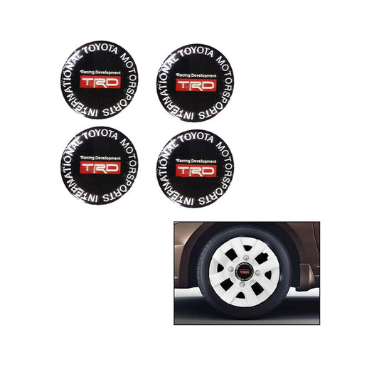 Auto Logo/Monogram Alloy Wheel Hub / Cup Fitting Decorative Type Trd Logo Tape Type Fitting Metal Material Small Size Black 04 Pcs/Pack Poly Bag Pack  Cap Type Logo (China)