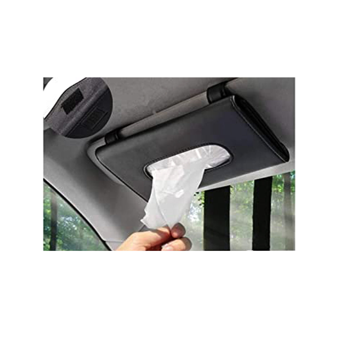 Car Luxury Tissue Box Holder Rectangle Shape Sun Visor Fitting Pvc Leather Material  Black Without Logo Large Size Biety Box Pack (China)