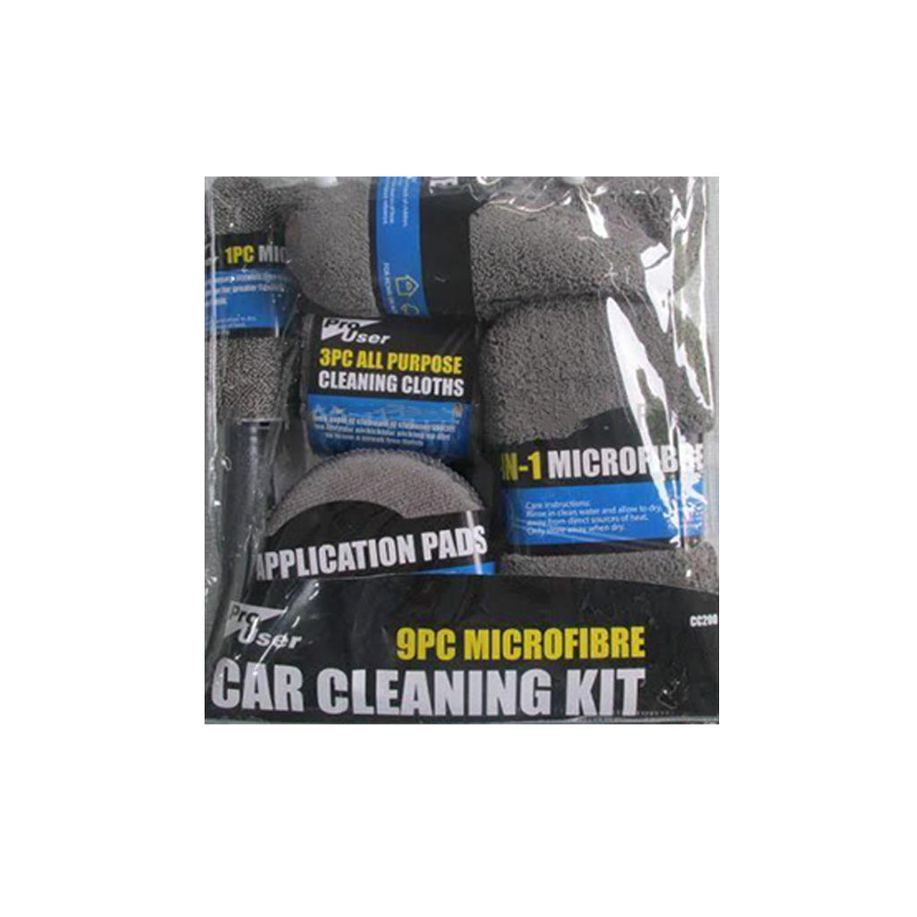 Car Cleaning / Washing / Polishing Kit Microfiber Type Grey 09 Pcs/Pack Pvc Bag Pack