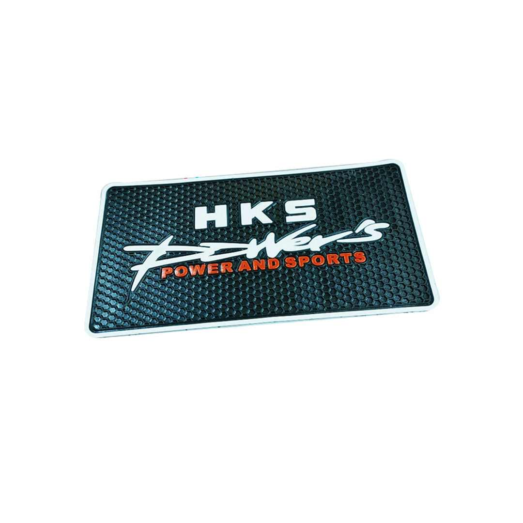 Car Dashboard Non-Slip Mat Silicone Material  Hks Power'S Logo Rectangle Design Large Size Black/White (China)