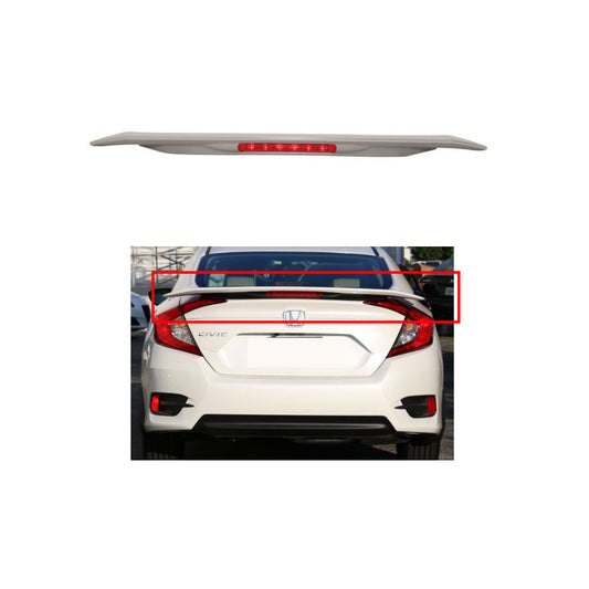 Car Spoiler Trunk Type Honda Civic 2016-2021 Rs Turbo Design  Plastic Material Tape Type Fitting With Led Large Size Not Painted (China)