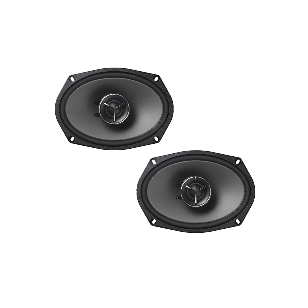 Car Speakers Kenwood 6"*9" Oval Shape 3-Way Coaxial 300W Chc Universal Fitting 02 Pcs/Set Black Kfc-Hq718