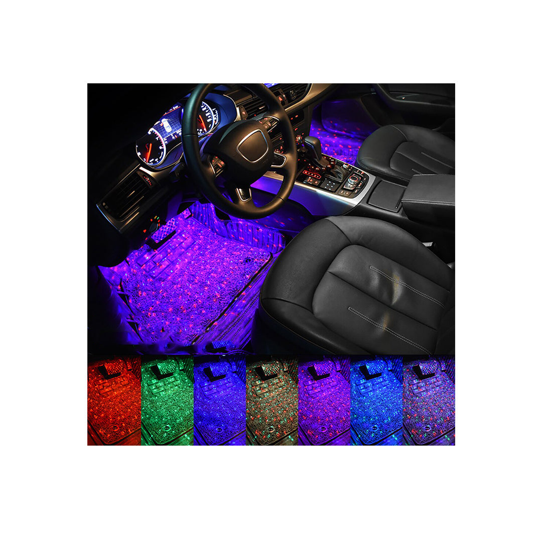 Car Interior Led Atmosphere Light (Strip) Led Type Round Shape  With Remote  01 Pc/Set Plastic Housing Colour Box Pack Rgb (China)