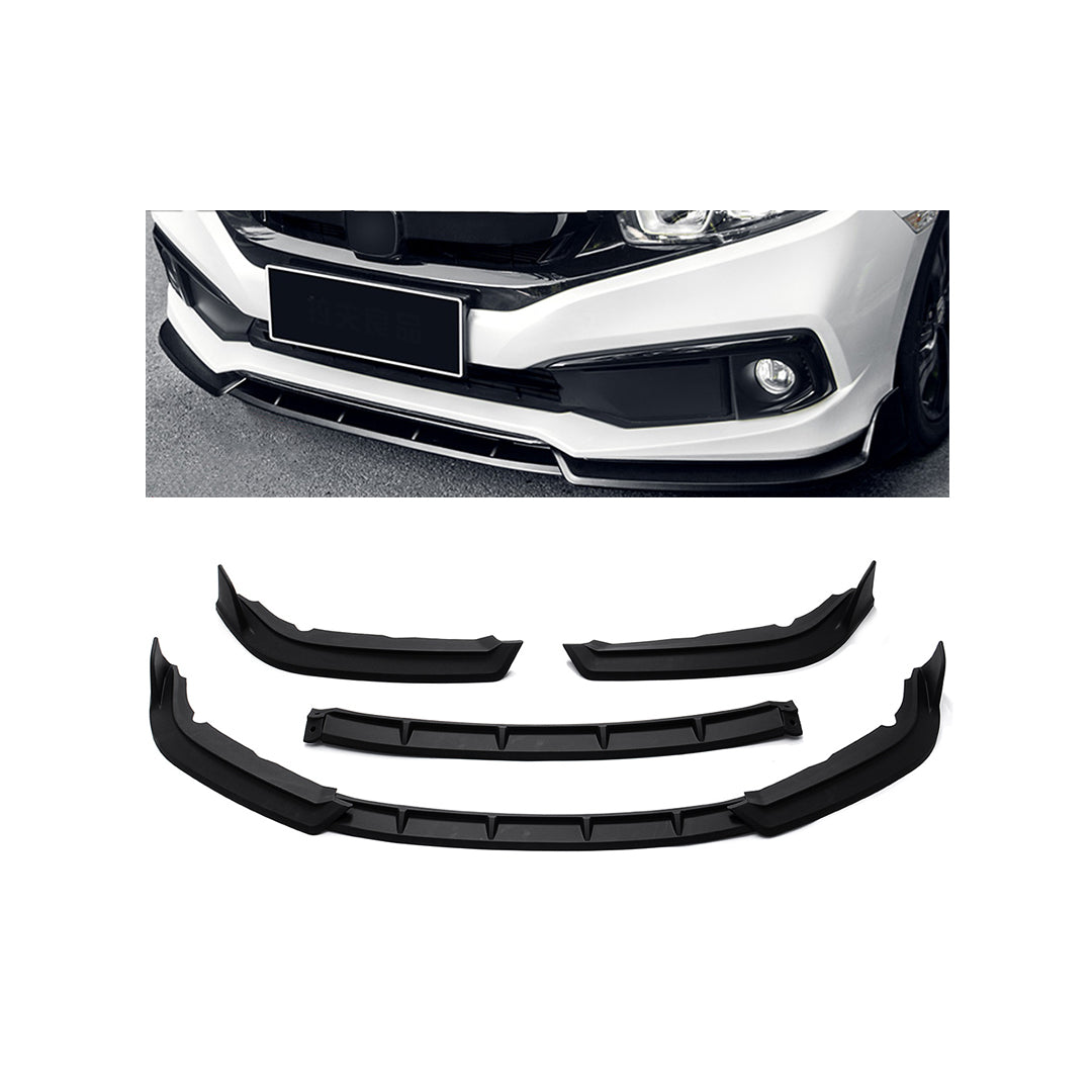 Front Bumper Lip/Extensions  Oem Fitting Honda Civic 2018 Kinard Design Plastic Material 03 Pcs / Set Matt Black Bulk Pack Fy-7478 (China)