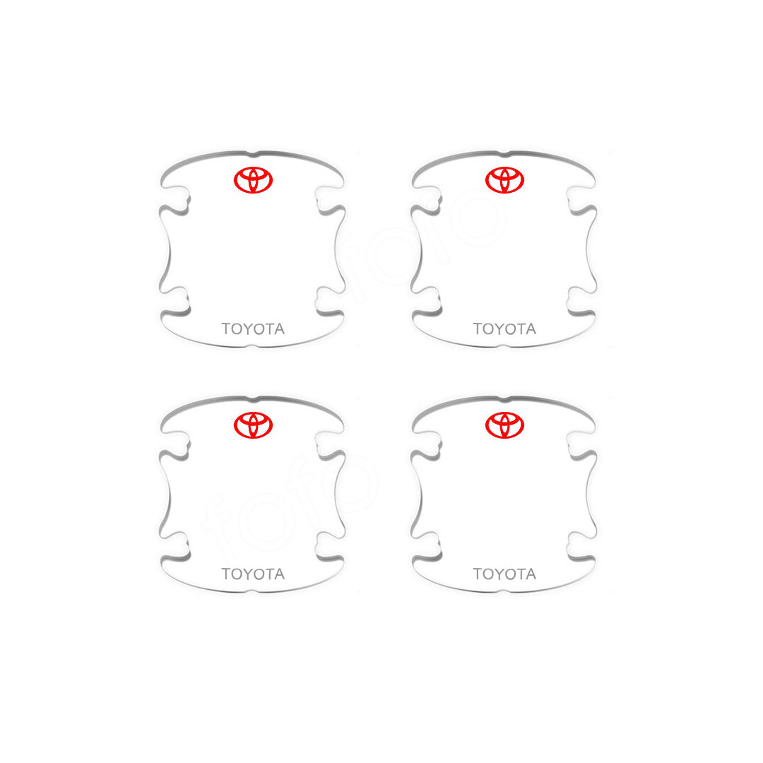 Outer Door Handle Bowl Anti-Scratch Pads Silicone Material Clear Toyota Logo Poly Bag Pack Tape Type Fitting 04 Pcs/Set (China)