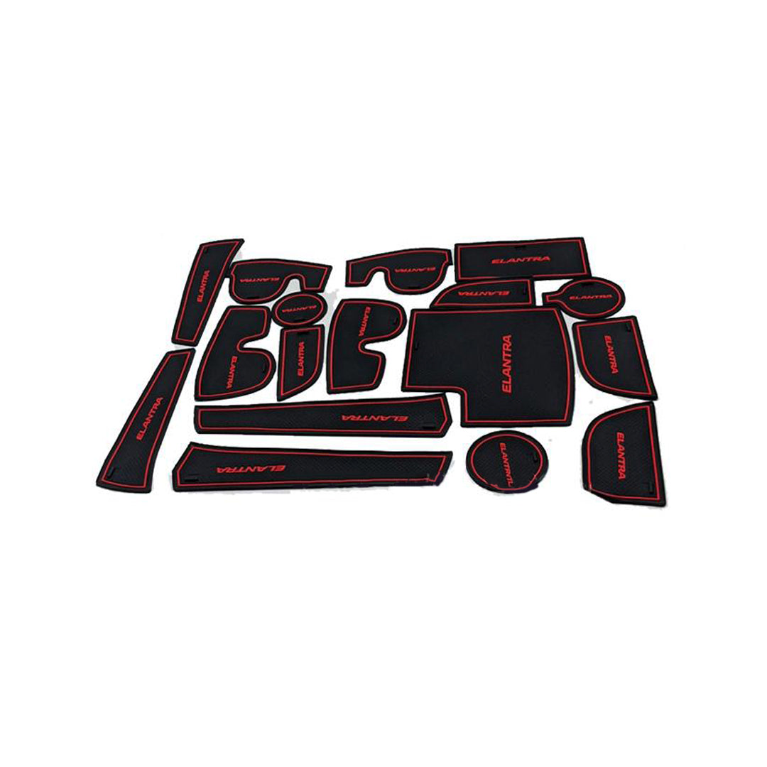 Car Interior Mat Kit Hyundai Elantra 2021 Black/Red Poly Bag Pack (China)