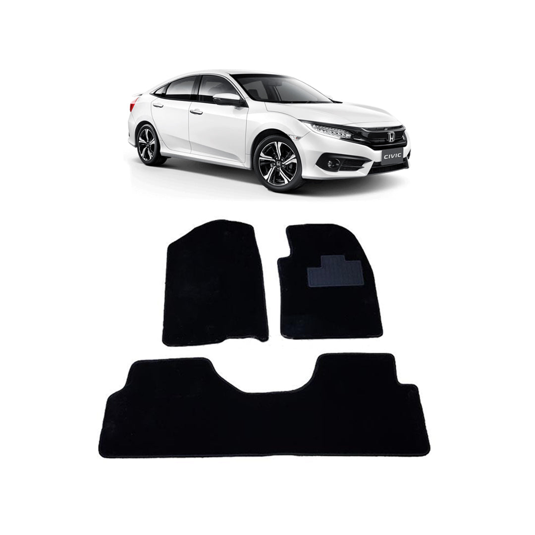 Car Floor Mat Velvet Type Carpet Oem Fitting Honda Civic 2018 03 Pcs / Set Black Poly Bag Pack (China)