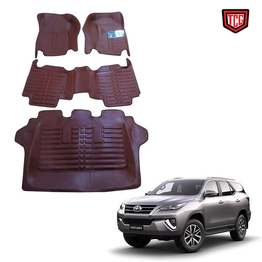 Car Floor Mat 5D Fortuner 2018 Toyota Brown Pvc 04 Pcs/Set Premium Quality (China)