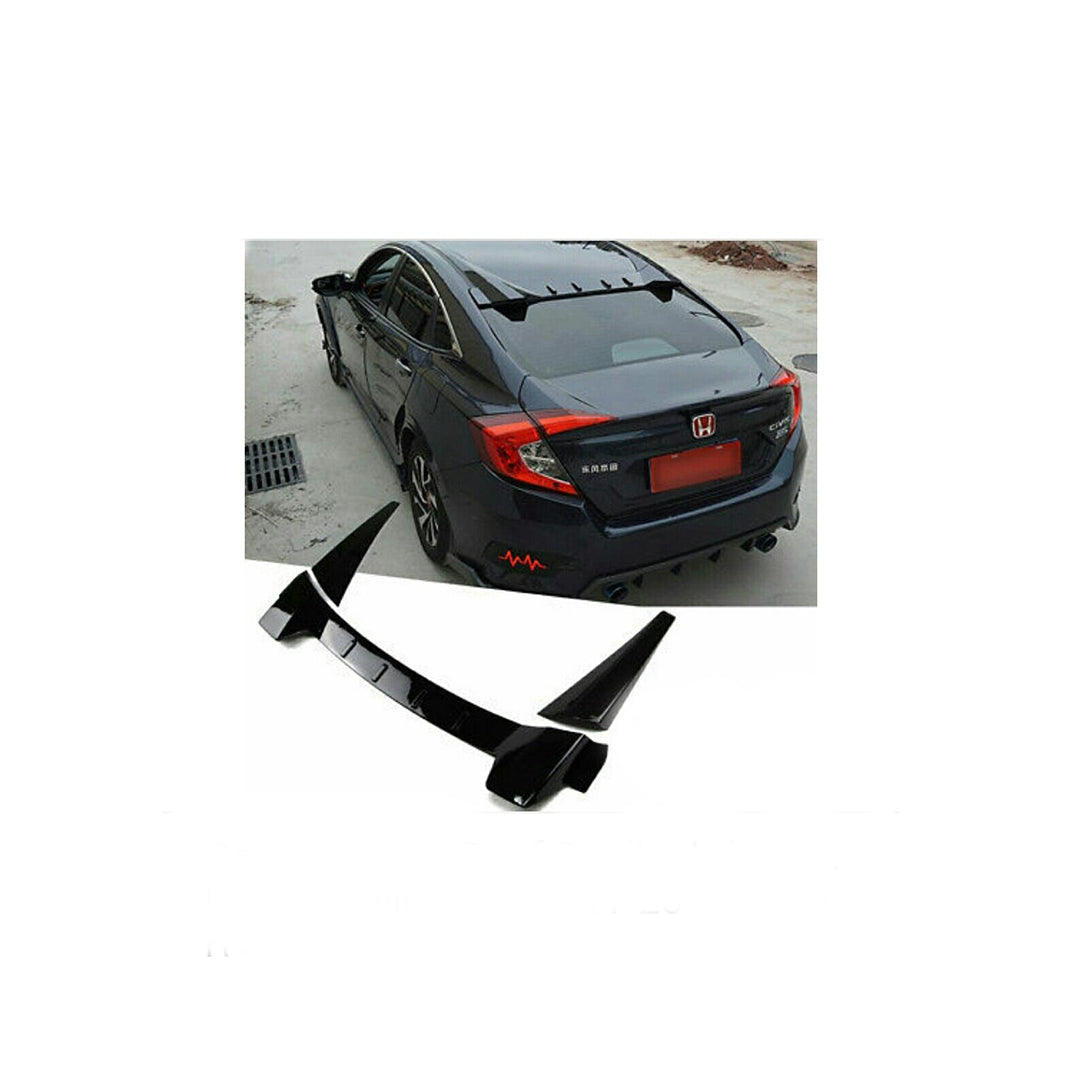 Car Spoiler Rear Windscreen Type Honda Civic 2016-2021 Rocket Design Plastic Material Tape Type Fitting  Large Size Solid Black Colour Fy-740 (China)