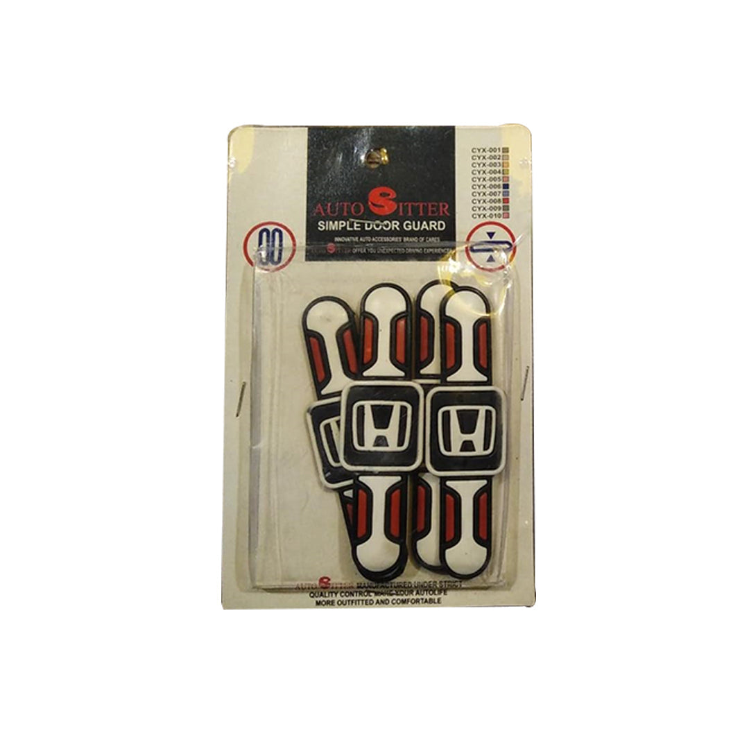 Car Door Anti-Scratch Guards Silicone Material Honda Logo 04 Pcs/Set Blister Pack White (Pakistan)