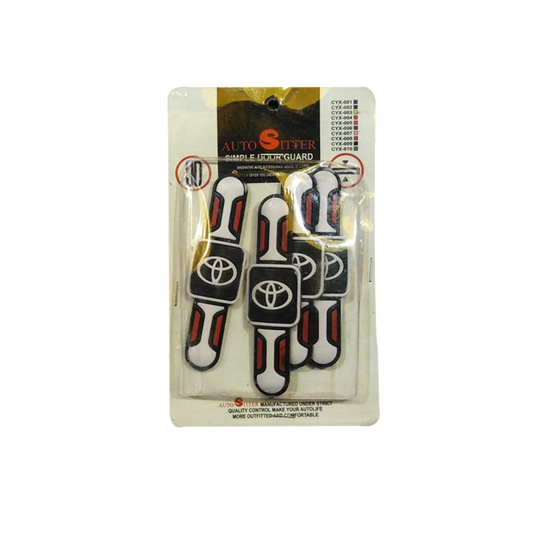 Car Door Anti-Scratch Guards Silicone Material Toyota Logo 04 Pcs/Set Blister Pack White (Pakistan)