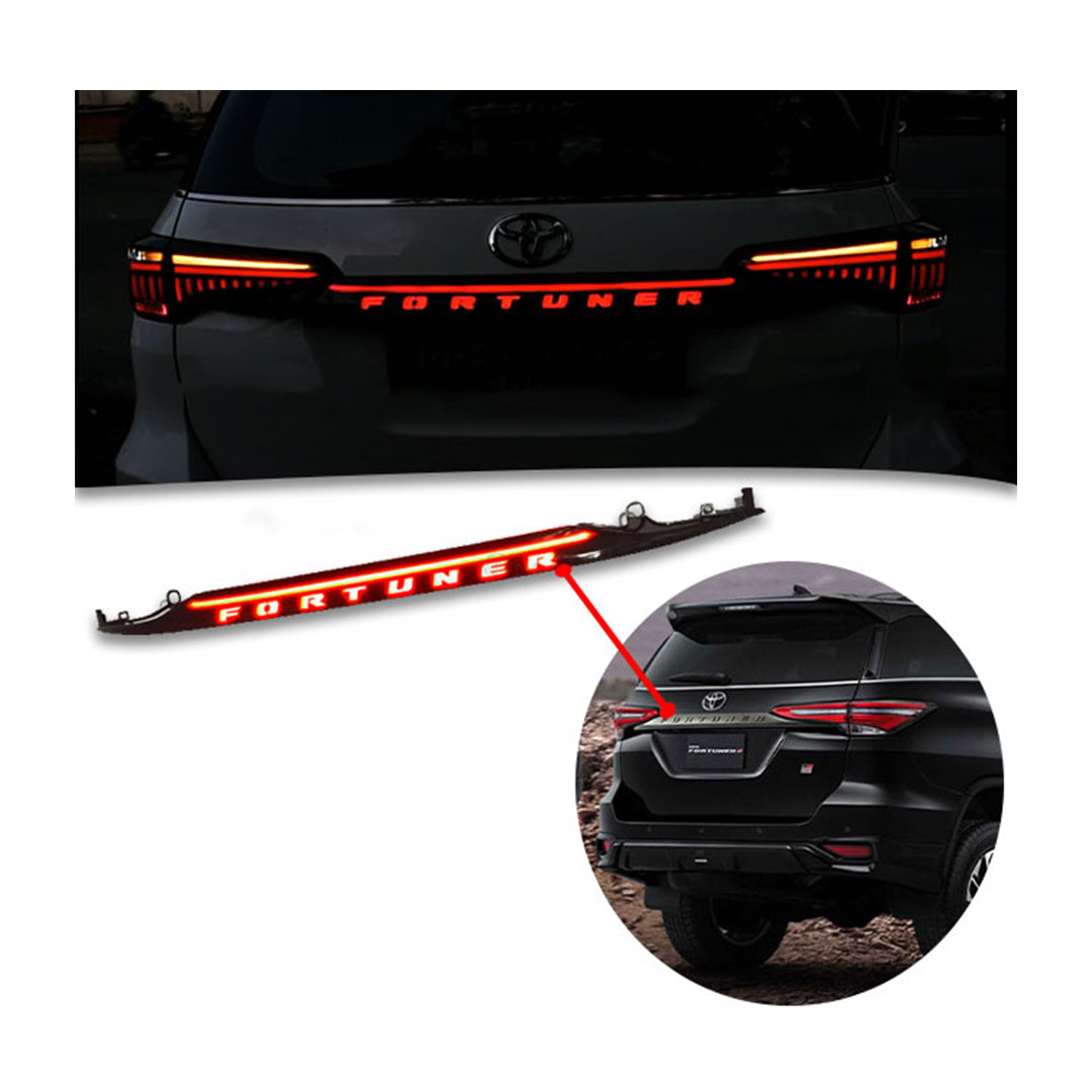 Chrome Rear Trunk Lid / Garnish With Light Plastic Tape Type Fitting Toyota Fortuner 2018 Black 01 Pc/Set (China)