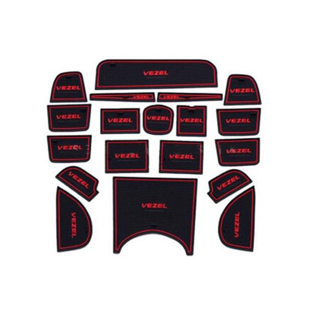 Car Interior Mat Kit Honda Vezel 2015 Black/Red Poly Bag Pack (China)