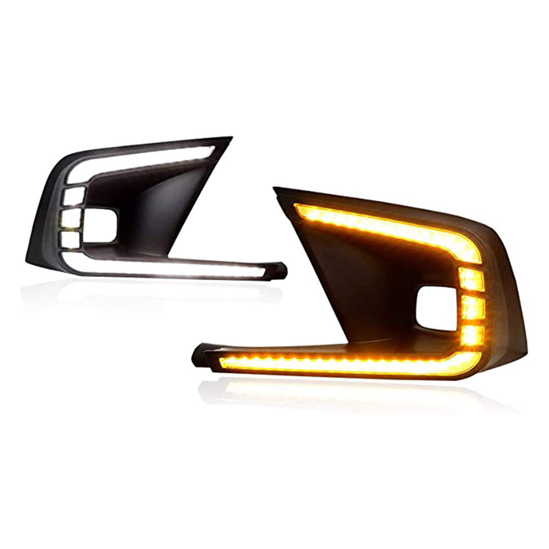 Car Drl Covers Oem Fitting Honda Civic 2022 C Shape Design White Drl Orange Indicator (Flashing) Matt Black Cap 02 Pcs/Set Box Pack (China)