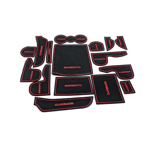 Car Interior Mat Kit Kia Sorento 2021 Black/Red Poly Bag Pack  (China)