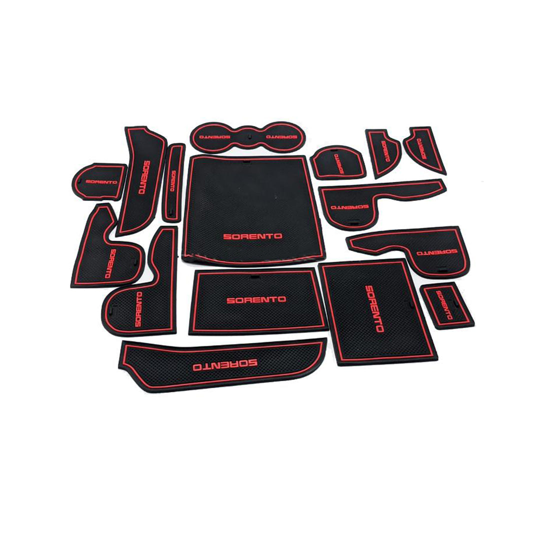 Car Interior Mat Kit Kia Sorento 2021 Black/Red Poly Bag Pack (China)
