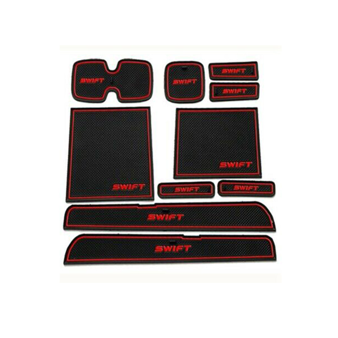 Car Interior Mat Kit Suzuki Swift 2022 Black/Red Poly Bag Pack (China)