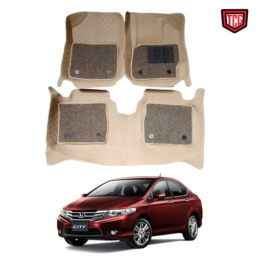 Car Floor Mat 9D Honda City 2012 Beige Pvc Beige Stitch Beige/Brown Grass 03 Pcs / Set Standard Quality (China)