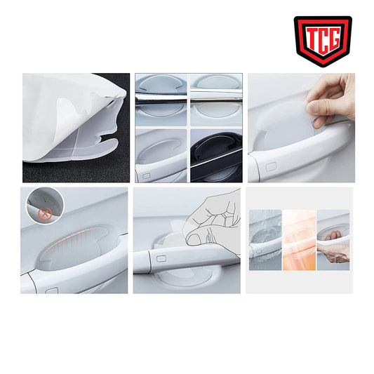 Outer Door Handle Bowl Anti-Scratch Pads Silicone Pad + Guard Clear Hyundai Logo Poly Bag Pack  Tape Type Fitting 08 Pcs/Set (China)