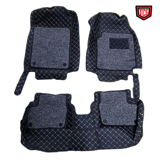 Car Floor Mat 9D Kia Picanto 2020 Black Pvc  Beige Stitch Black/Grey Grass 03 Pcs / Set Standard Quality (China)