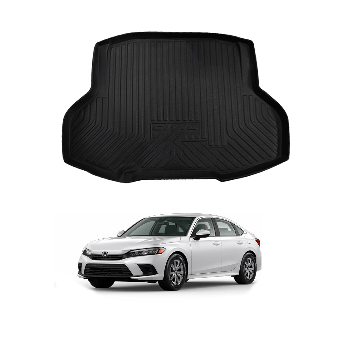 Car Trunk Mat Pvc Material Honda Civic 2022 Black  Civic Logo  01 Pc/Set (China)