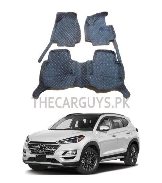 Car Floor Mat 7D Tucson 2021 Hyundai Black Pvc  Beige Stitch 03 Pcs / Set Standard Quality (China)